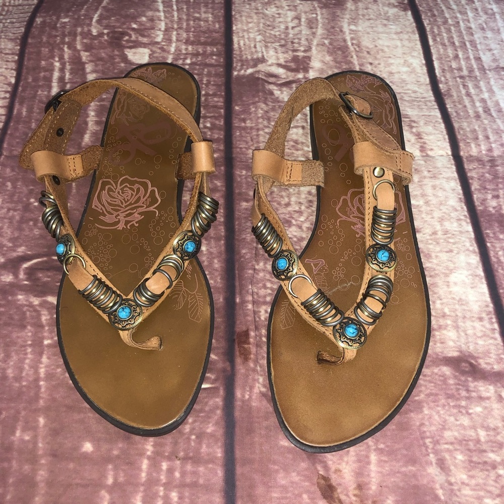 OTBT sandals Massapequa turquoise & leather 6.5